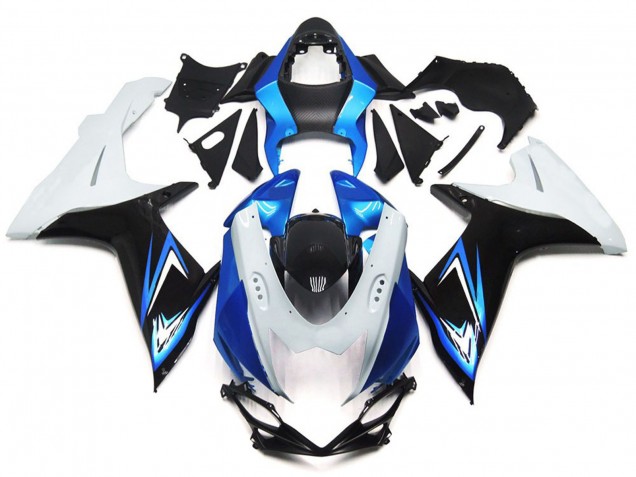 11-24 Hellblau & Glänzend Weiß Mit Schwarz GSXR 600-750 Motorrad Verkleidung 11-24 Hellblau & Glänzend Weiß Mit Schwarz GSXR 600-750 Motorrad Verkleidung