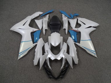 11-24 Perlweiß & Hellblau GSXR 600-750 Motorrad Verkleidung