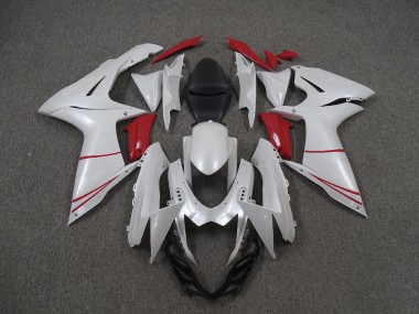 11-24 Perlweiß & Rot GSXR 600-750 Motorrad Verkleidung