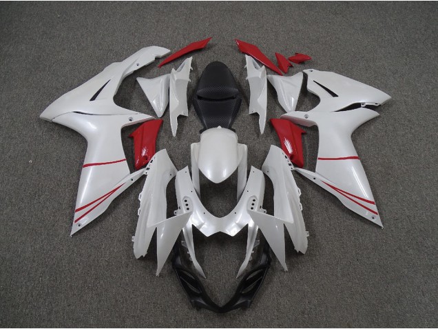 11-24 Perlweiß & Rot GSXR 600-750 Motorrad Verkleidung 11-24 Perlweiß & Rot GSXR 600-750 Motorrad Verkleidung