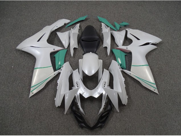 11-24 Perlweiß & T-Blau GSXR 600-750 Motorrad Verkleidung