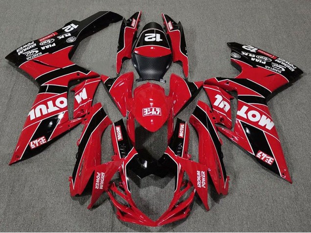 11-24 Rot & Schwarz Glänzend Motul GSXR 600-750 Motorrad Verkleidung 11-24 Rot & Schwarz Glänzend Motul GSXR 600-750 Motorrad Verkleidung