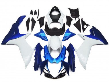 11-24 Schlichte Weißes & Blaues Stil Kit GSXR 600-750 Motorrad Verkleidung