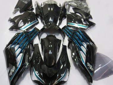12-21 Schwarz Glänzend & Hellblau ZX14R Motorrad Verkleidung