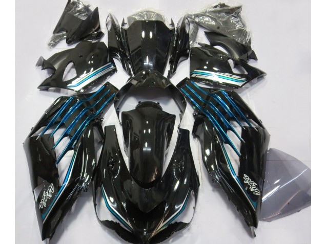 12-21 Schwarz Glänzend & Hellblau ZX14R Motorrad Verkleidung 12-21 Schwarz Glänzend & Hellblau ZX14R Motorrad Verkleidung