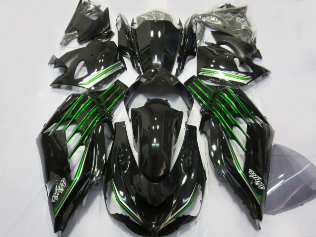 12-21 Schwarz Glänzend Mit Grün ZX14R Motorrad Verkleidung 12-21 Schwarz Glänzend Mit Grün ZX14R Motorrad Verkleidung