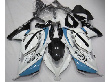 13-18 Glänzend Weiß & Hellblau Ninja 300 Motorrad Verkleidung