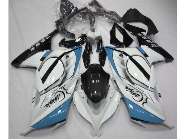 13-18 Glänzend Weiß & Hellblau Ninja 300 Motorrad Verkleidung