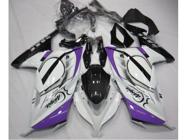 13-18 Glänzend Weiß & Lila Ninja 300 Motorrad Verkleidung