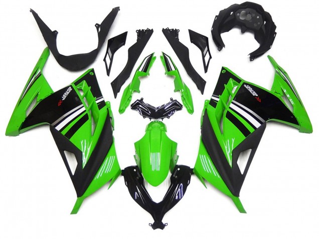 13-18 Grün Schwarz & Weiß Glänzend Ninja 300 Motorrad Verkleidung