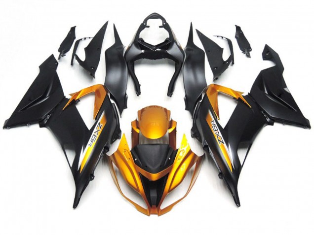 13-18 Matt Schwarz & Gold ZX6R Motorrad Verkleidung 13-18 Matt Schwarz & Gold ZX6R Motorrad Verkleidung