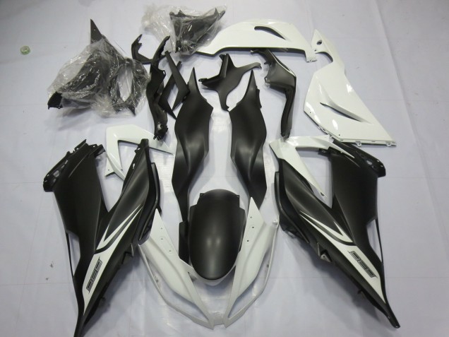 13-18 Matt Schwarz-Weiß ZX6R Motorrad Verkleidung 13-18 Matt Schwarz-Weiß ZX6R Motorrad Verkleidung