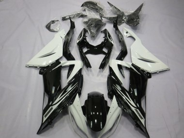 13-18 Schlichte Glänzend Schwarz Weiß ZX6R Motorrad Verkleidung