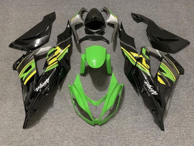 13-18 Schwarz Glänzend & Grünes Rennen ZX6R Motorrad Verkleidung