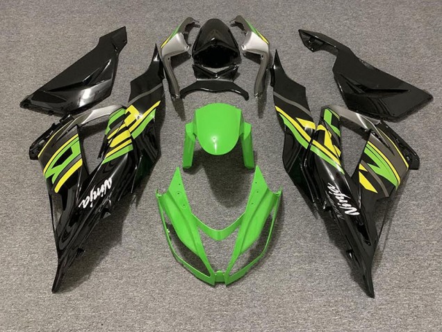 13-18 Schwarz Glänzend & Grünes Rennen ZX6R Motorrad Verkleidung 13-18 Schwarz Glänzend & Grünes Rennen ZX6R Motorrad Verkleidung