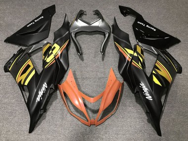 13-18 Schwarz Glänzend & Orange ZX6R Motorrad Verkleidung