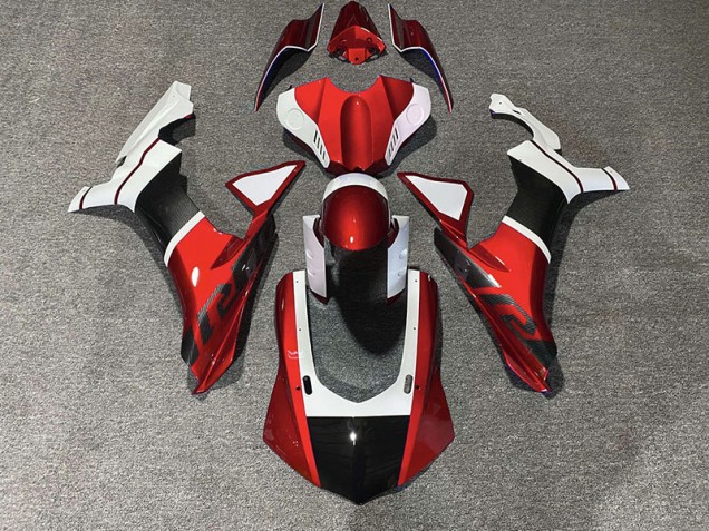 15-19 Rot & Carbonfaser-Akzente R1 Motorrad Verkleidung