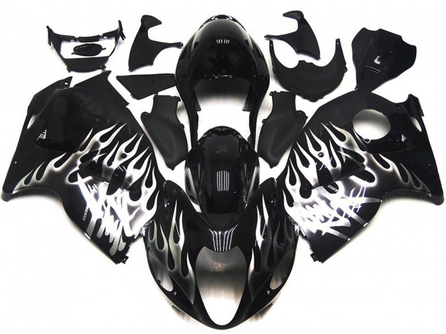 97-07 Schwarz Glänzend Mit Silber Flame GSXR 1300 Motorrad Verkleidung 97-07 Schwarz Glänzend Mit Silber Flame GSXR 1300 Motorrad Verkleidung